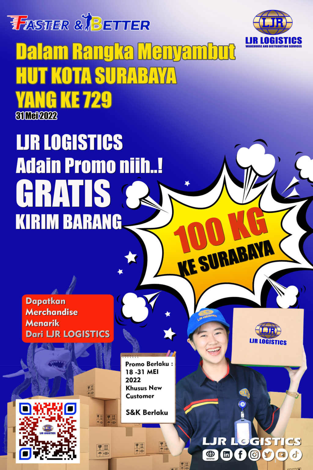 PROMO GRATIS KIRIM HINGGA 100 KG, KE SURABAYA S&K BERLAKU LJR Logistics